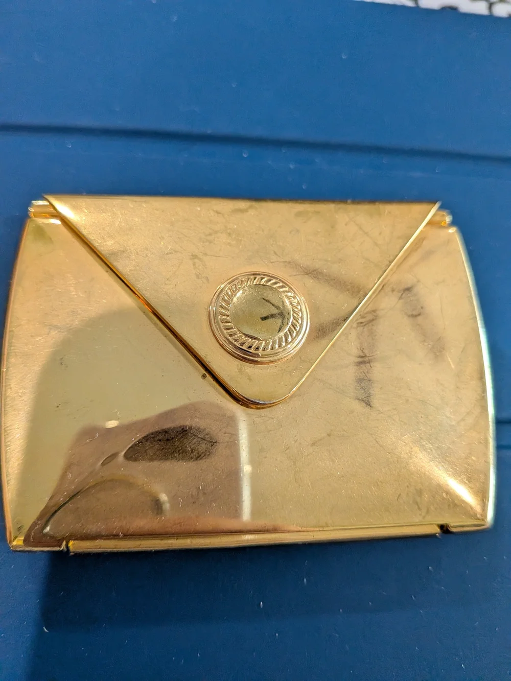 Vintage Gold Compact Mirror Shiny Envelope Style